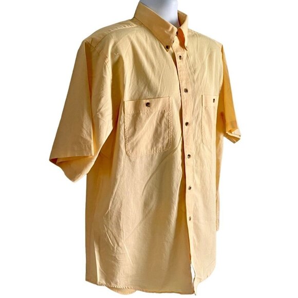 Roundtree & Yorke Short Sleeve Button Down Shirt Yellow Men's Large - Picture 3 of 8